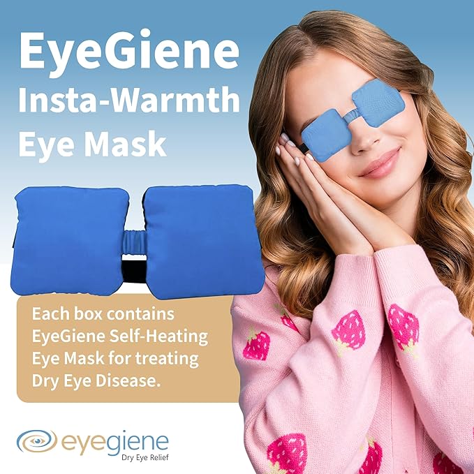 EyeGiene Mask - Self Heating Eye Mask – Warm Compress for Eyes, Multi-Use Heat Treatment for Dryness, Fatigue, Styes, Blepharitis, Portable Heated Eyemask for Dry Eyes Adjustable Strap, 1 Eyemask