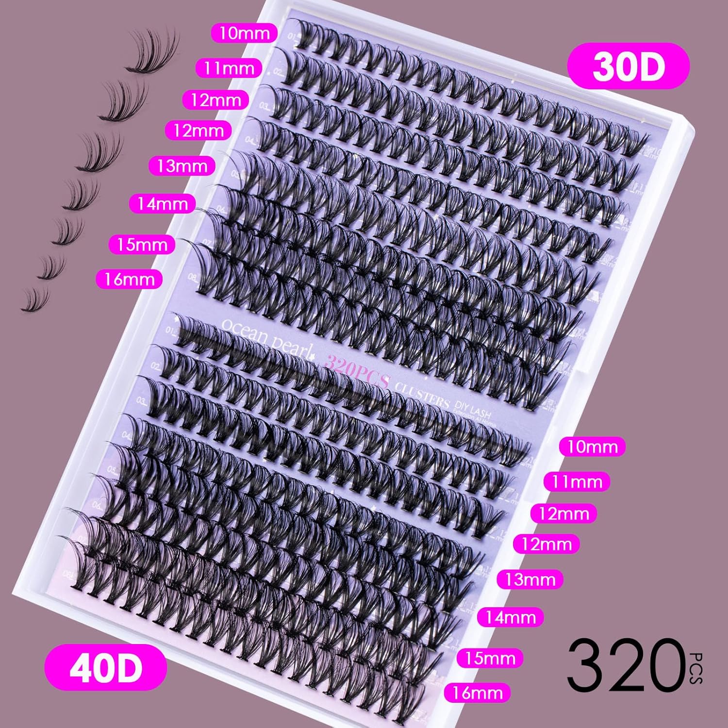 Lash Extension 320 Pcs Individual Lashes Cluster Natural DIY Eyelash Extension Lash Clusters 10-16mm Length Mix 30D+40D Soft Eyelash Extensions for Makeup at Home (30+40D-0.07-10-16MIX)