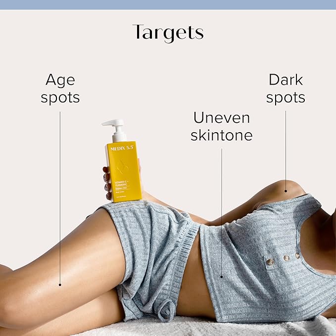 Medix 5.5 Exfoliating AHA Glycolic Acid Face & Body Wash Cleanser + Vitamin C Moisturizing Body Cream Lotion Skin Care 2PC Set | Alpha Hydroxy Acid & Lactic Acid Foaming Face Wash, 2-PC