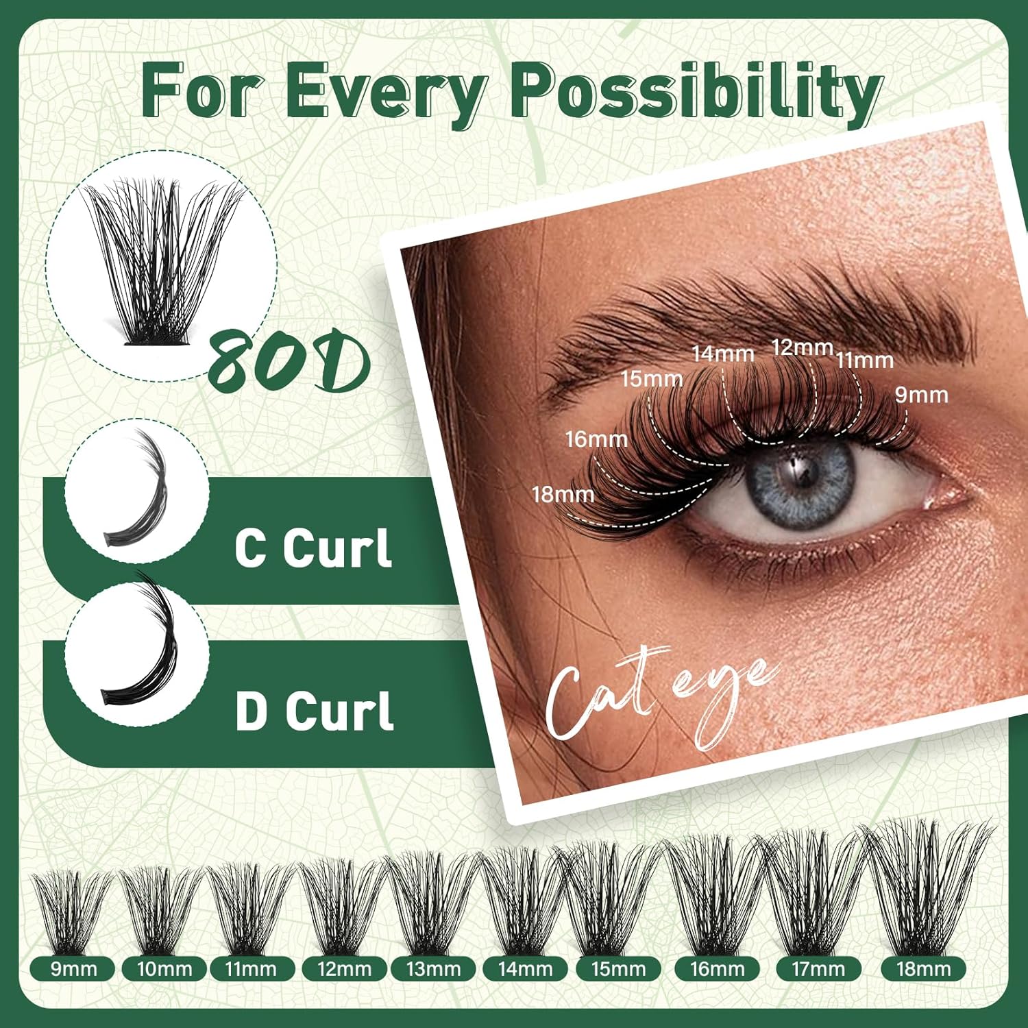 Lash Clusters 280Pcs Eyelash Clusters KEYYOU 80D 0.05D Curl 9-18MIX Clusters Lashes Super Soft Cluster DIY Eyelash Extension at Home(80D-0.05D,9-18MIX)