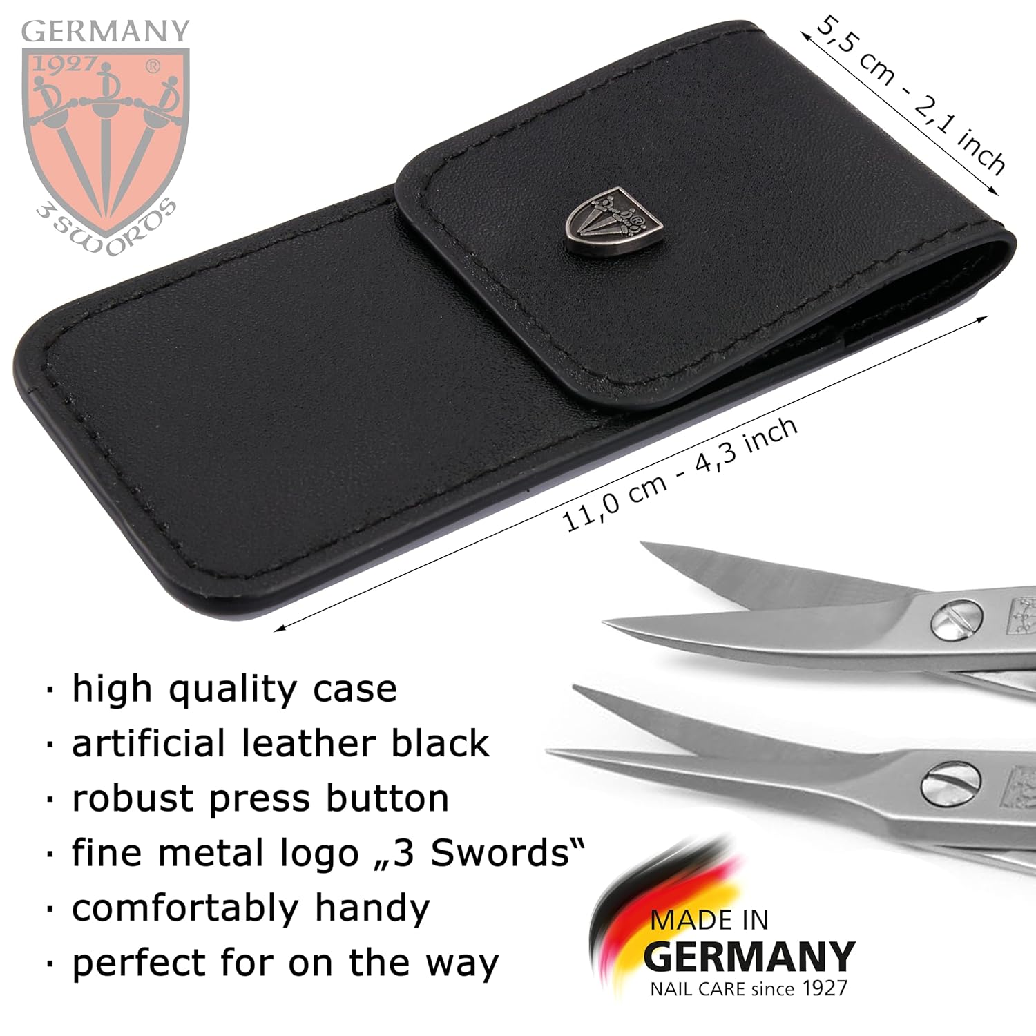3 Swords Germany - Nail scissors and EXTRA fine Cuticle scissors - MEGASET - stainless steel, extra sharp - Made in Germany