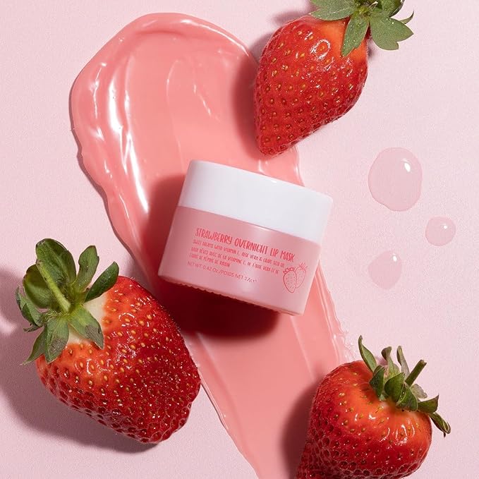 W7 Super Sweet Dreams Strawberry Lip Mask - Vitamin E, Aloe Vera and Grape Seed Oil - For Hydrated, Full Looking & Irresistible Lips - 0.67 Fl Oz
