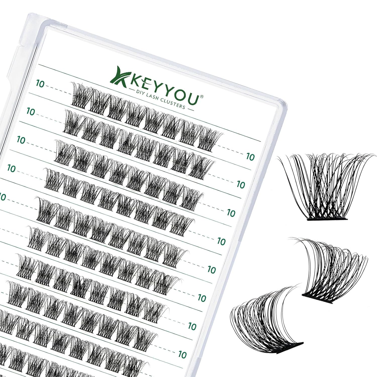 Lash Clusters 96pcs Individual Lashes D Curl 10mm Cluster Lashes KEYYOU Volume Wispy Lash Extension Soft&Comfortable Easy DIY at Home(Y11 D-10mm)