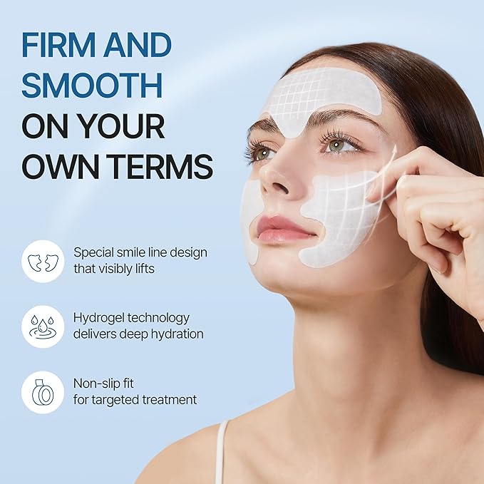 Forehead and Smile Line Wrinkle Patches - Anti Wrinkle Patches for Lip - Face Tape Overnight Self Care for Woman for Smoothing and Firming - Smile Line Patches (6 Pack)