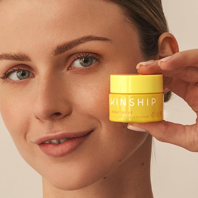 Kinship Brightwave Vitamin C Energizing + Brightening Eye Cream - Reduce Dark Circles & Puffiness - Diminishes Fine Lines & Under Eye Bags - Hydrating w/Antioxidants - Fragrance Free (0.5 Oz)