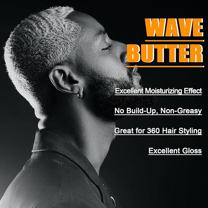 Wave Butter 360 Wave Grease for Men - Wave Butter for Layered Waves, Moisture, Control and Silky Shine - All Natural Wave Cream Wave Butter Cream with Shea Butter and Beeswax for Wolfing (3.5 OZ)