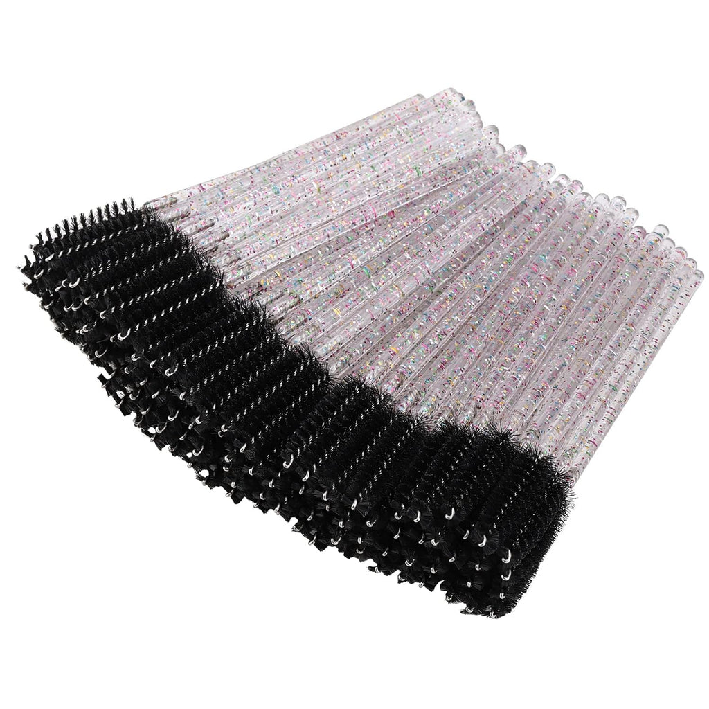 BTYMS 100 Pieces Eyelash Mascara Brushes Disposable Lash Wands Makeup Applicators Eyebrow Spoolies Brush for Eyelash Extensions - Black