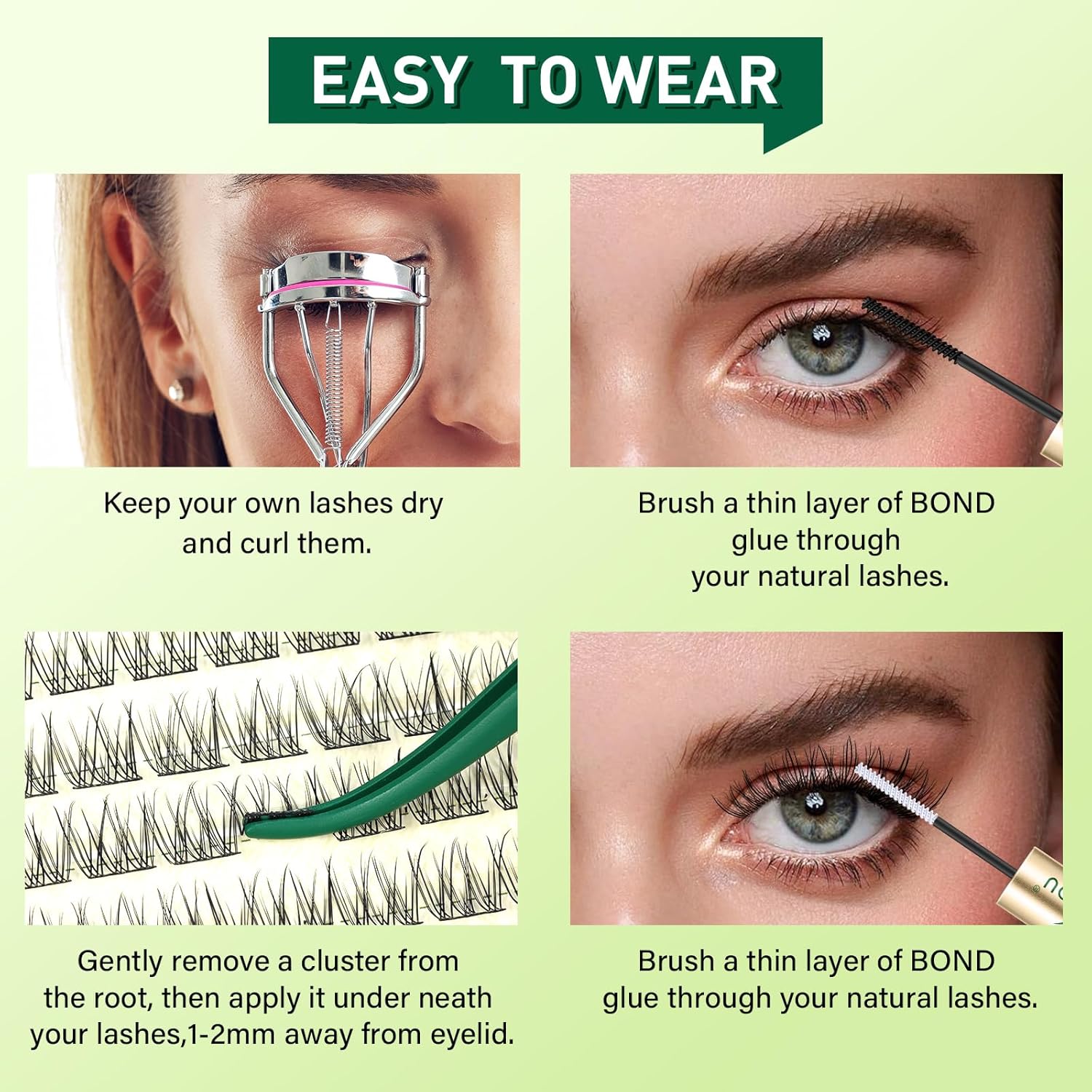 KEYYOU Natural Lash Clusters Wispy Eyelash Clusters 144 pcs Cluster Eyelash Extensions D Curl Individual Lashes 10-12MIX Mix Length Light and Natural Lashes Look with Thin Lash Band(N05-D-10-12MIX)