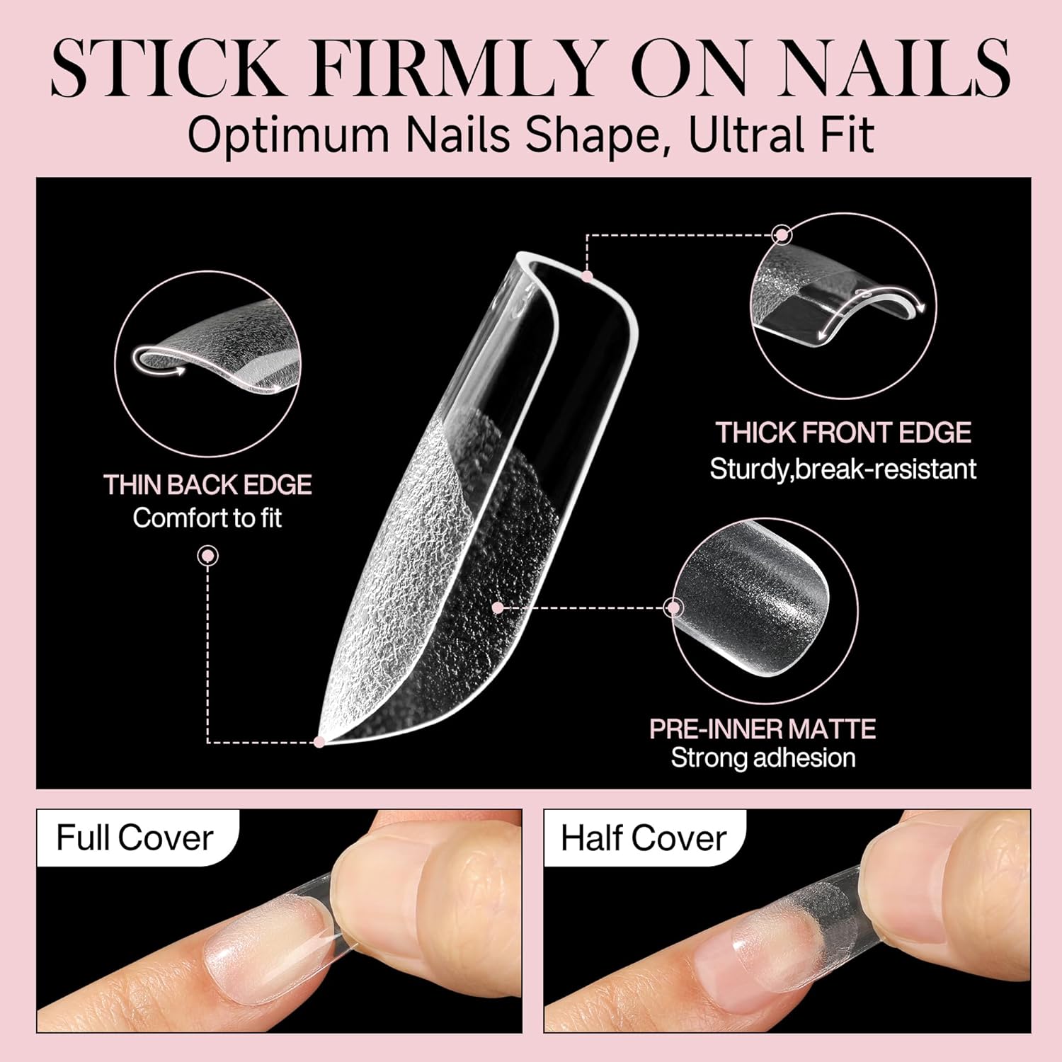 Short Square Nail Tips Gel: 360Pcs Full Cover Short Square Press On Nails Pre-buff Fake Acrylic Nails Half Matte Clear Nail Tips for Nail Extension DIY 12 Sizes