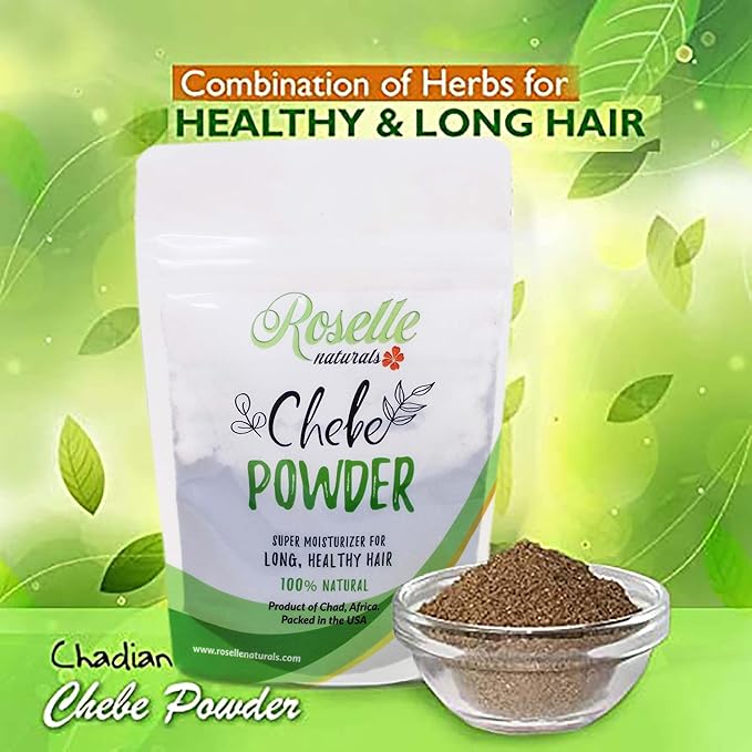 Roselle Naturals Chebe Powder for Hair Growth Imported from Chad, Africa 60g - African Chebe Hair Powder Organic, Hair Treatment Mask, Deep Moisturizing Hair Growth