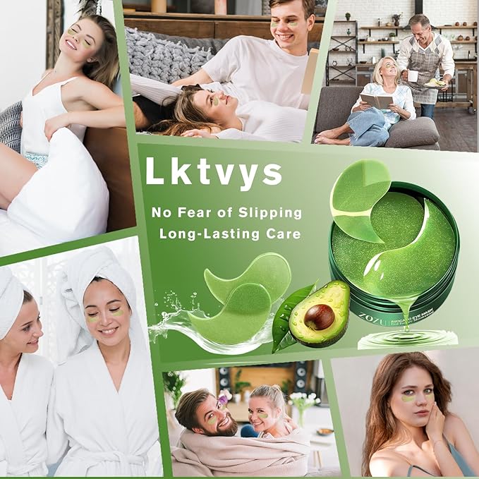 Nourishing Avocado Eye Patches 2-Pack 120 PCS, Collagen Eye Mask for Anti-oxidation and Hydration, Under Eye Patches Suitable for Both Men and Women