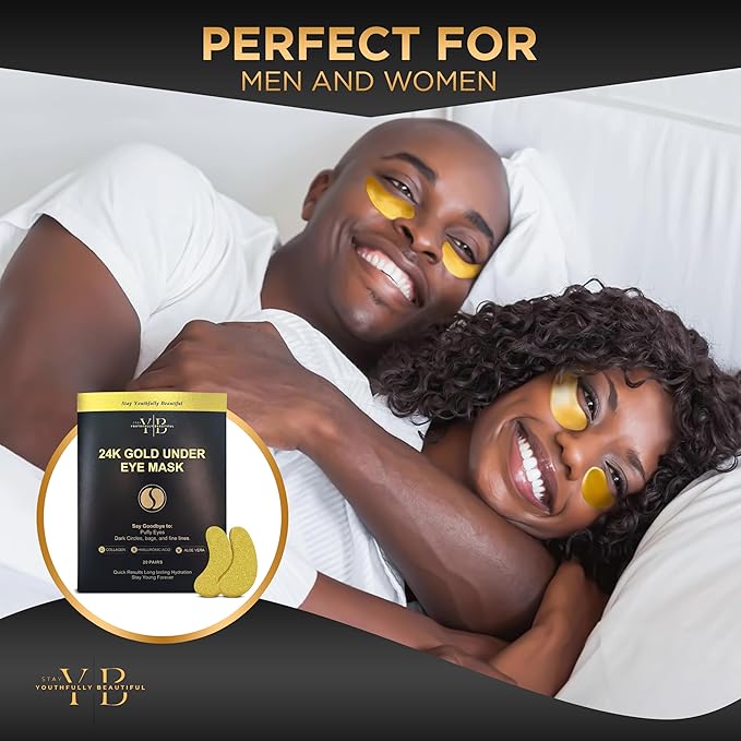 24k Gold Under Eye Patches (20 Pairs), facial wrinkle patches, Hyaluronic Acid, Aloe Vera, Collagen Skin Care anti wrinkle treatment, Eye Patches for Puffy Eyes, eye masks dark circles and puffiness