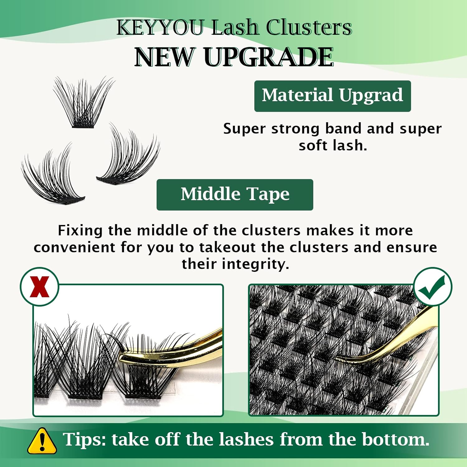 Lash Clusters 96pcs Individual Lashes D Curl 18mm Cluster Lashes KEYYOU Volume Wispy Lash Extension Soft&Comfortable Easy DIY at Home(Y03 D-18mm)