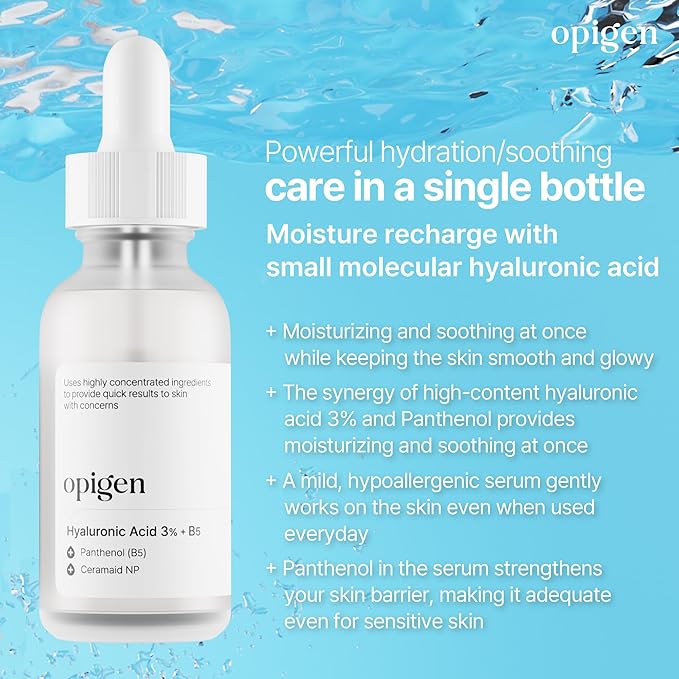 Hyaluronic Acid 3% + B5 Serum for Face with Panthenol, Ceramide, Intense Hydration, facial moisturizer, Visibly Plumped Skin 1oz Korean Skin Care