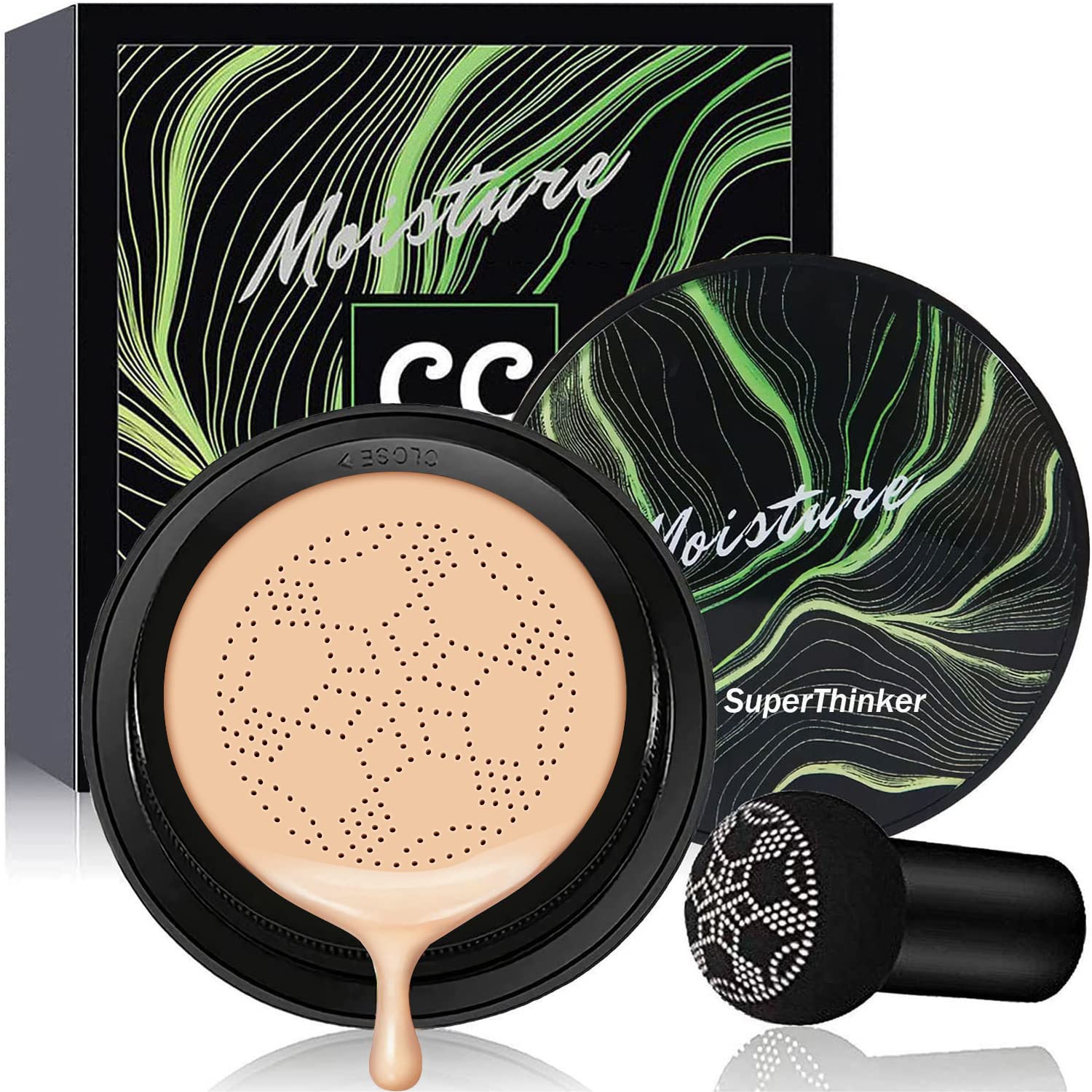 Air Cushion CC Cream Mushroom Head Foundation, Moisturizing BB Cream Makeup Long Lasting Matte Concealer (Natural)
