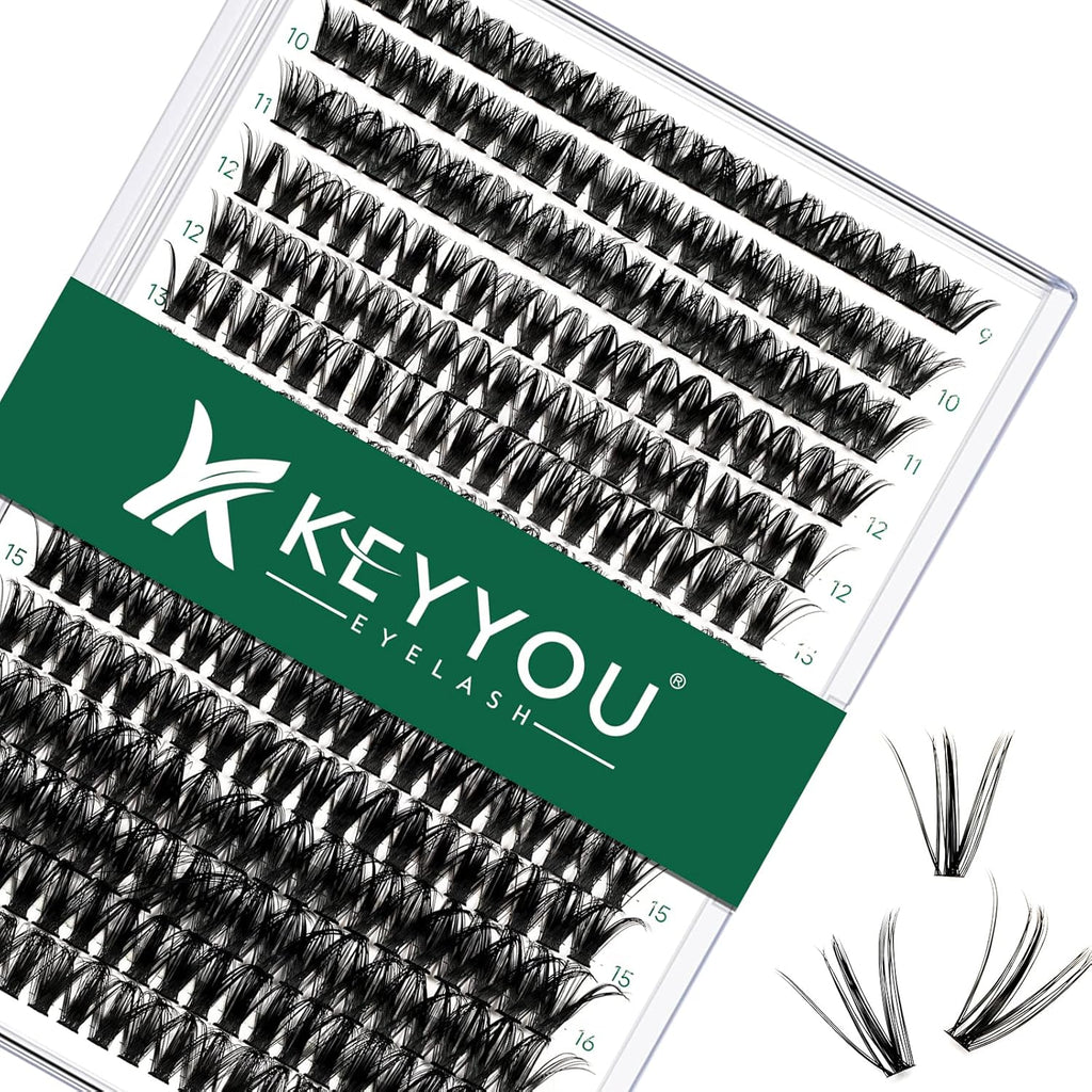 Lash Clusters 300pcs Individual Lashes 50D 0.07C Curl 9-18MIX DIY Eyelash Extension KEYYOU Large Tray Volume Soft&Natural Cluster Lashes(50D-0.07C,9-18MIX）