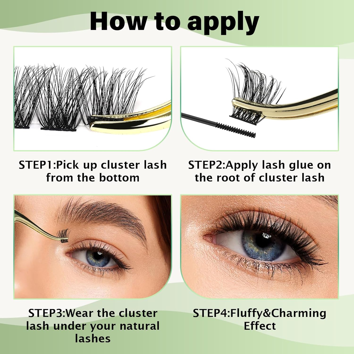 Lash Clusters 96pcs Individual Lashes D Curl 16mm Eyelash Clusters KEYYOU Volume Wispy Lash Extension Soft&Comfortable Easy DIY at Home(Y23,D-16mm)