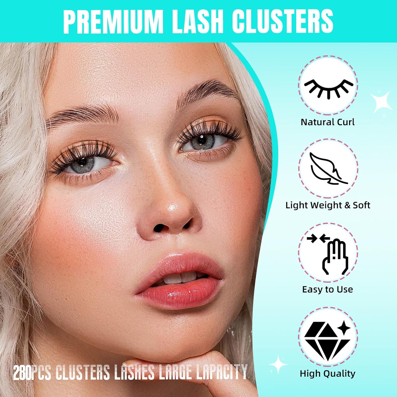 Lash Clusters Wispy 280PCS Eyelash Extension 30D Cluster Lashes Individual Lashes DIY Lash Extension Natural Look Cluster Eyelash Extensions Soft False Eyelashes at Home for Beginners(10mm)
