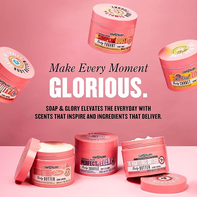 Soap & Glory Original Pink The Righteous Butter Moisturizing Body Lotion Pump - Shea Butter, Vitamin E & Aloe Vera Vegan Body Moisturizer - Rose & Bergamot Scented Lotion (500ml)