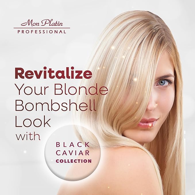 Mon Platin Professional Black Caviar Blonde Hair Mask & HY Loren Blonde Hair Shampoo, Intensive Moisturizing Treatments for Blonde, Bleached & Color-Treated Hair, SLS/SLES/Salt-Free, 500ml Each