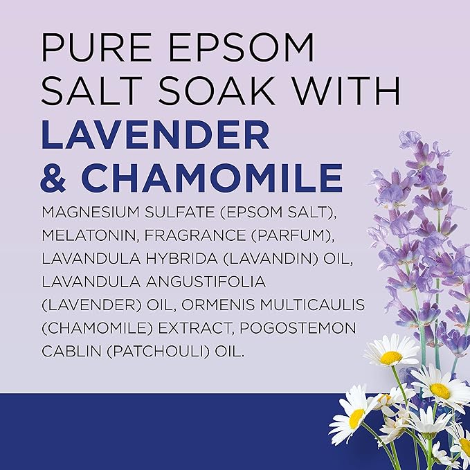 Dr Teal's Pure Epsom Salt Soak, Sleep Blend with Melatonin, Lavender & Chamomile Essential Oils, 3 lbs