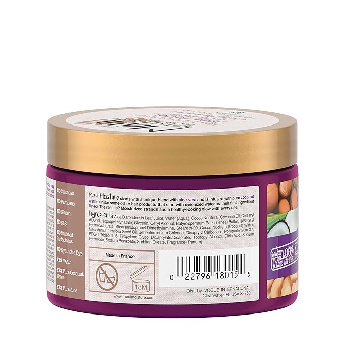 Maui Moisture Heal & Hydrate + Shea Butter Hair Mask & Leave-In Conditioner Treatment to Deeply Nourish Curls & Help Repair Split Ends, Vegan, Silicone, Paraben & Sulfate-Free, 12 Ounce