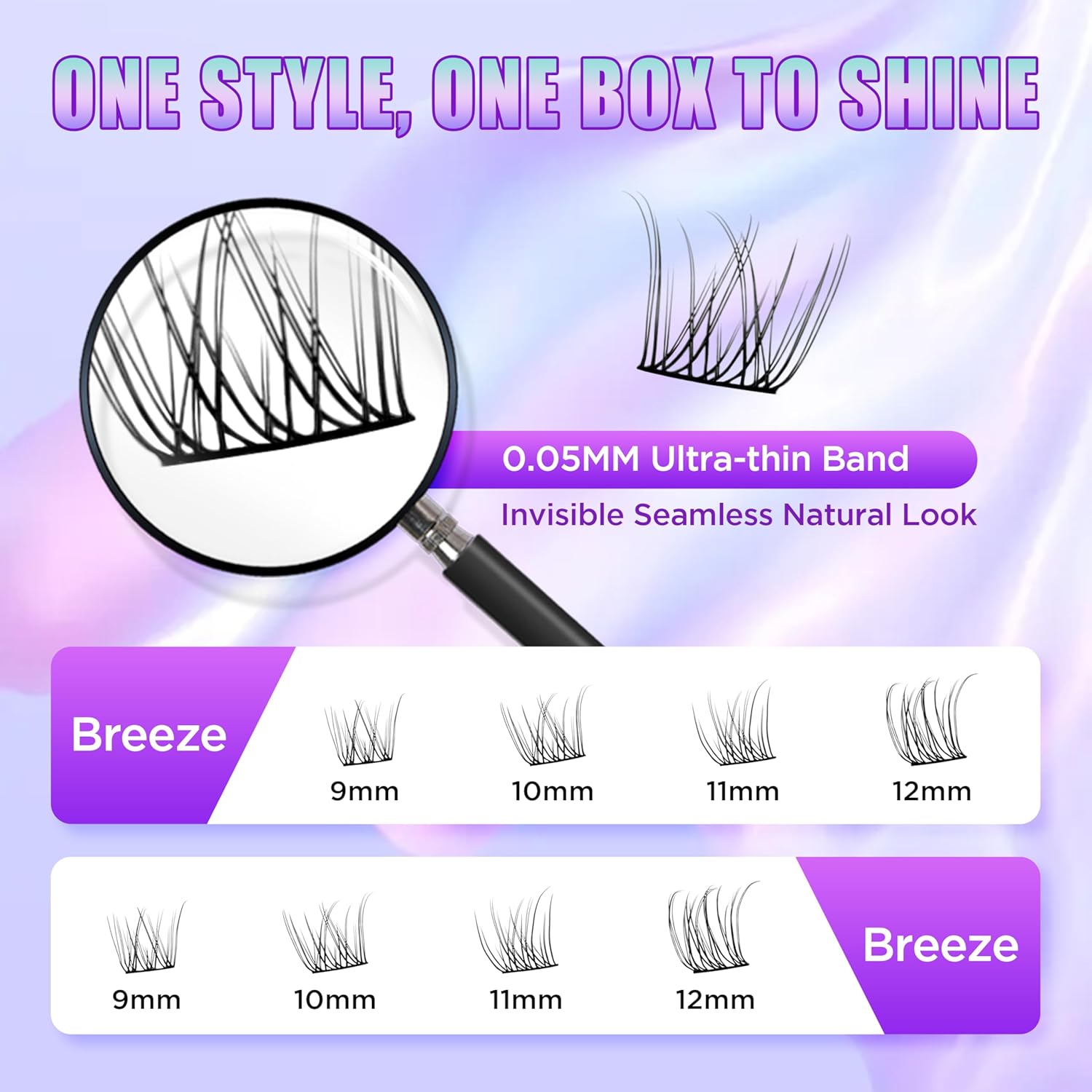 Lash Extension Kit DIY Lash Clusters Kit Eyelash Extensions Individual Lashes Extensions with (Bond,Seal,Tweezers,168Pcs,Breeze,0.07D,9-12mm)