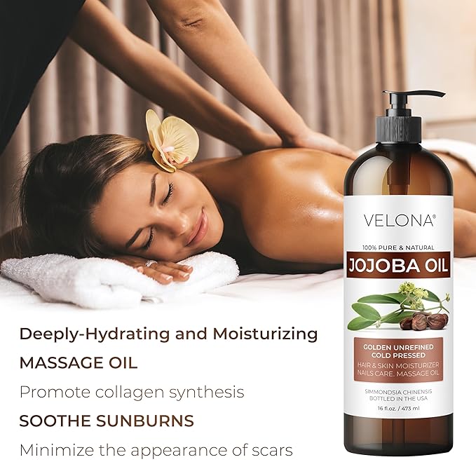 Jojoba Oil - 16 fl oz | 100% Pure and Natural | Golden, Unrefined, Cold Pressed, Hexane Free | Moisturizing Face, Hair, Body, Skin Care