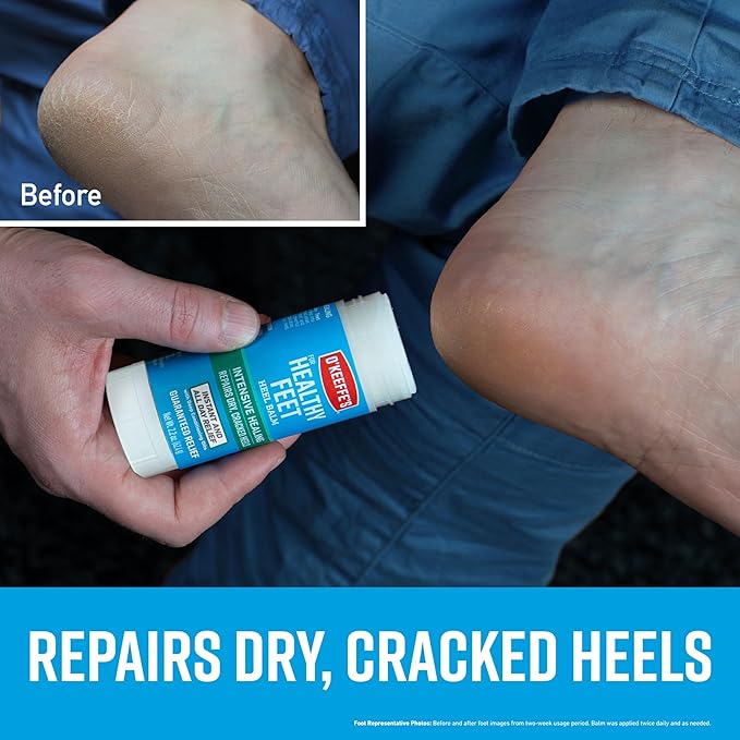 O'Keeffe's for Healthy Feet Intensive Healing Balm; Guaranteed Relief for Extremely Dry; Cracked Feet; Heel Balm that Instantly Fills Dry; Cracked Heels; 2.2oz Balm Stick; (Pack of 1)