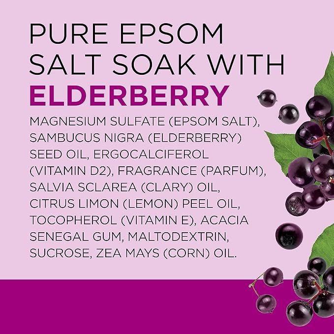 Dr Teal's Pure Epsom Salt Soak, Black Elderberry with Vitamin D, 3 lbs (Pack of 4)