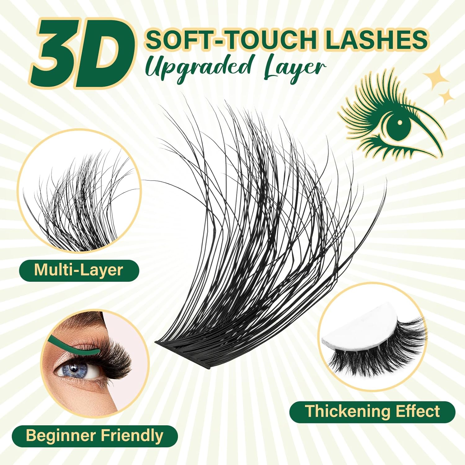 Clusters Kit 3D Effect Eyelash Clusters Kit 280pcs 80D100D 8-16MIX D Curl Individual Lashes Kit Wispy Lashes Volume Cluster Lashes Kit Natural Soft (3D Kit-80D100D-D-8-16MIX)