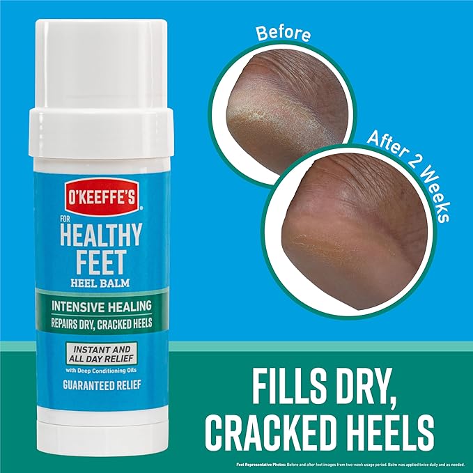 O'Keeffe's for Healthy Feet Intensive Healing Balm; Guaranteed Relief for Extremely Dry; Cracked Feet; Heel Balm that Instantly Fills Dry; Cracked Heels; 2.2oz Balm Stick; (Pack of 1)
