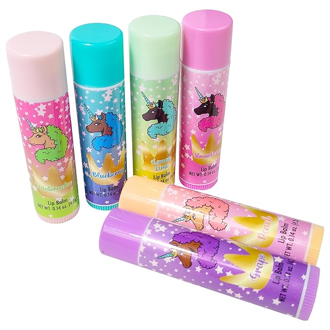 LUV HER Lip Balm Set Pack of 6 - Tinted Lip Balm with Playful Colors and Flavors - Perfect Girls Makeup Accessory - Ideal for Dry Weather Protection, Ages 3+