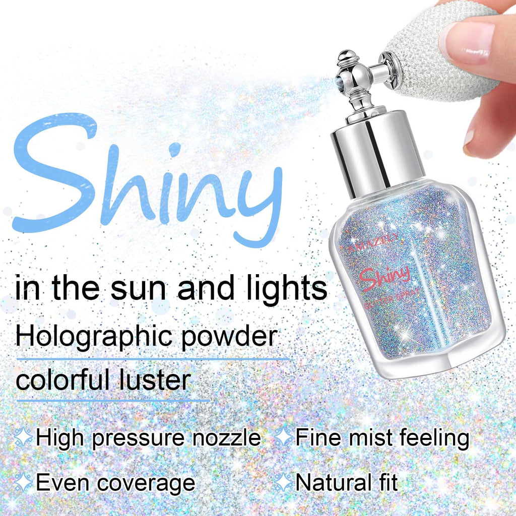 Hair and Body Glitter Spray, Shimmering Powder Sparkle Powder Makeup, Glitter Loose Sparkle Makeup for Body Highlighter,Festival Prom Rave Accessories (Glint-Rainbow)