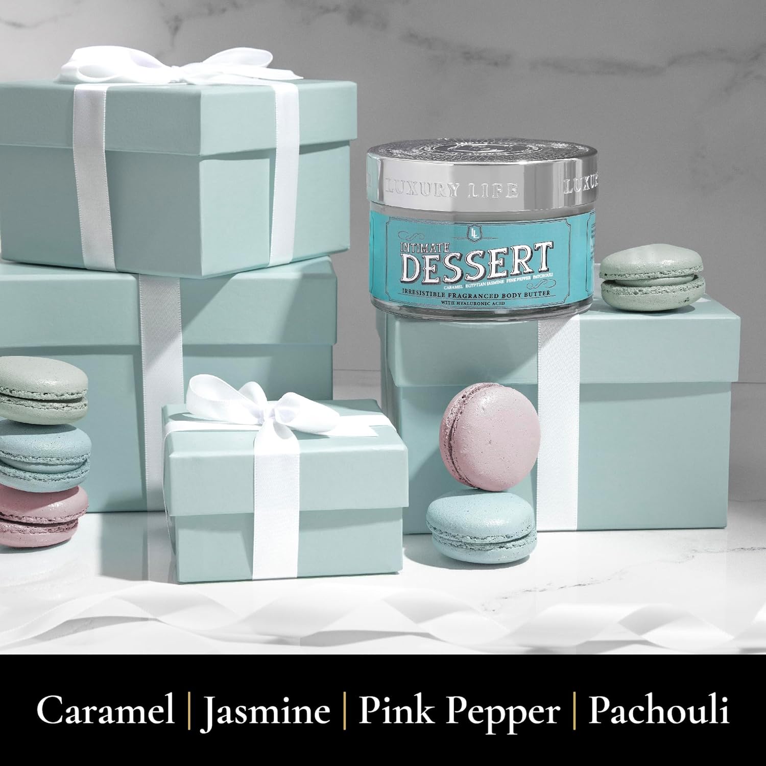 LUXURY LIFE BUTTER - Irresistibly Scented Body Butter with Hyaluronic Acid for Ultimate Moisture. Hydrates for a Non-Greasy Glamorous Glow (Presidential, Intimate Dessert, Tobacco Vanilla 5 oz)