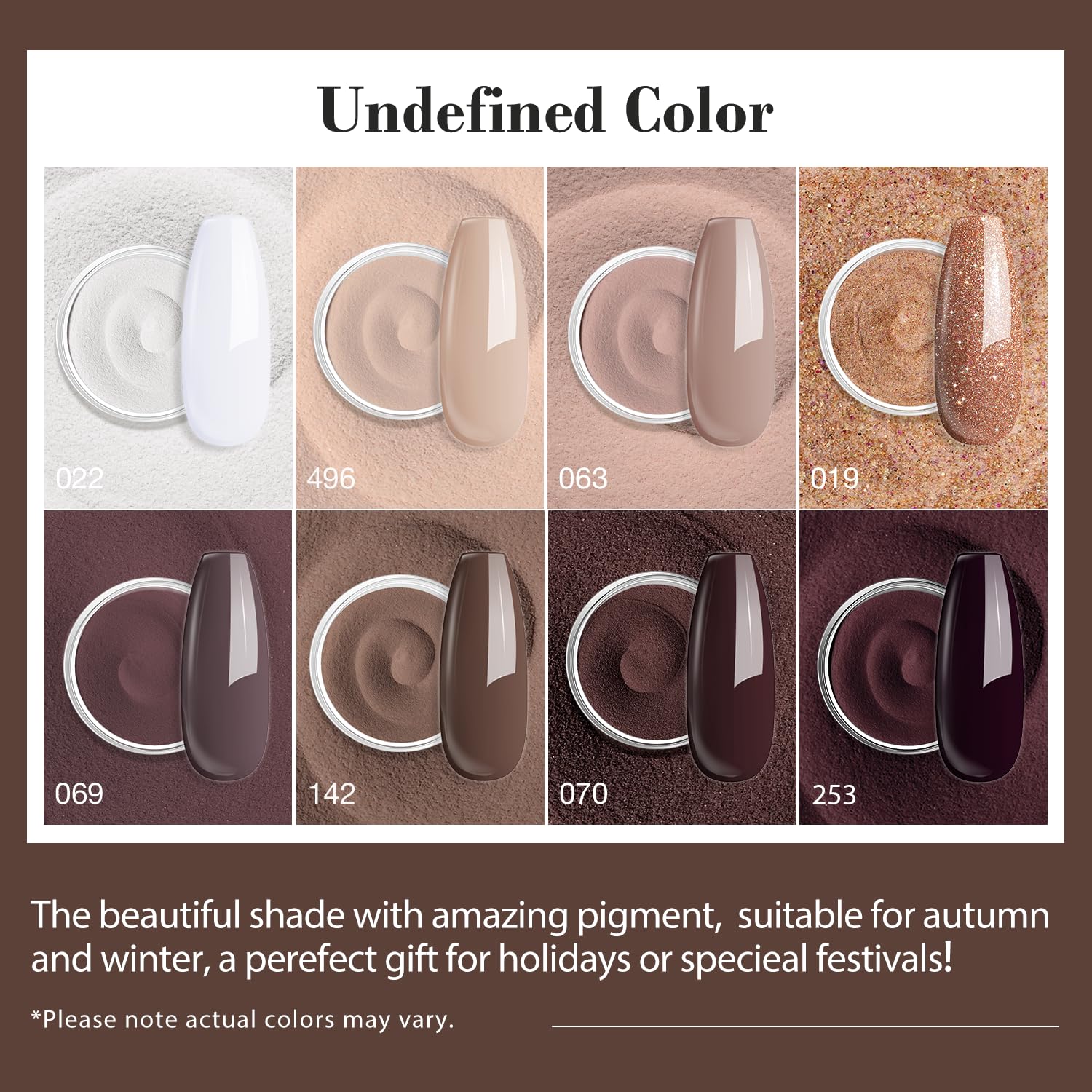 AZUREBEAUTY 30Pcs Dip Powder Nail Kit Starter, 8 Colors Fall Nude Brown Glitter Purple Nude with Nail Sticks, Nail Art Liquid Set with Matte/Base/Top Coat Activator for French Manicure Salon