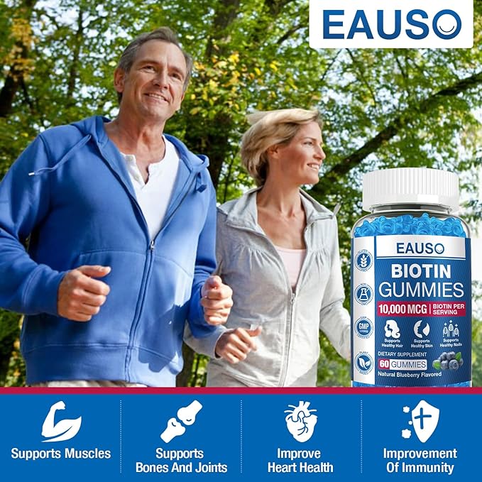 (2 Pack) Biotin Gummies 10,000mcg for Healthy Hair, Skin & Nails for Adults - 120 Gummies Vitamin - Vegan, Non-GMO, Pectin-Based Hair Health Supplement