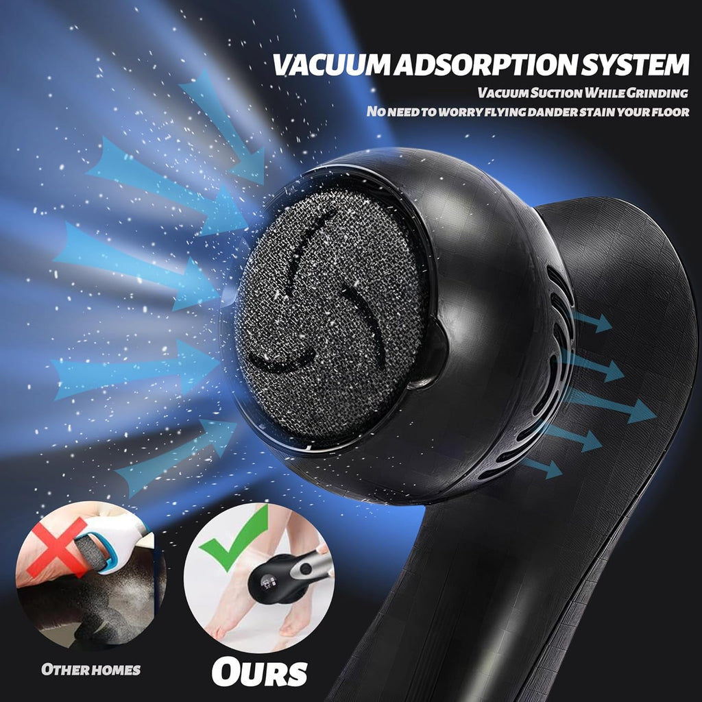 Electric Feet Foot Callus Remover Equipped with A Vacuum System Foot Scrubber 17 in 1 Professional Foot Care Tool Ipx6 Waterproof Rating for Removing Hard Cracks Dryness and Dead Skin (Black)