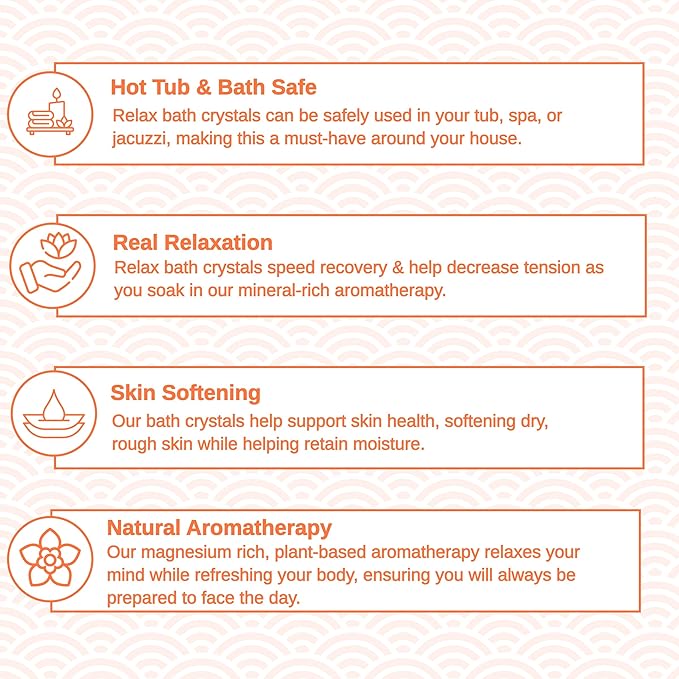 Relax Spa & Bath, Epsom & Dead Sea Salts, Aromatherapy Bath Salts for Hot Tub, Bath, or Spa, Infused with Magnesium, 32 oz Each, 7 Pack RX Therapy