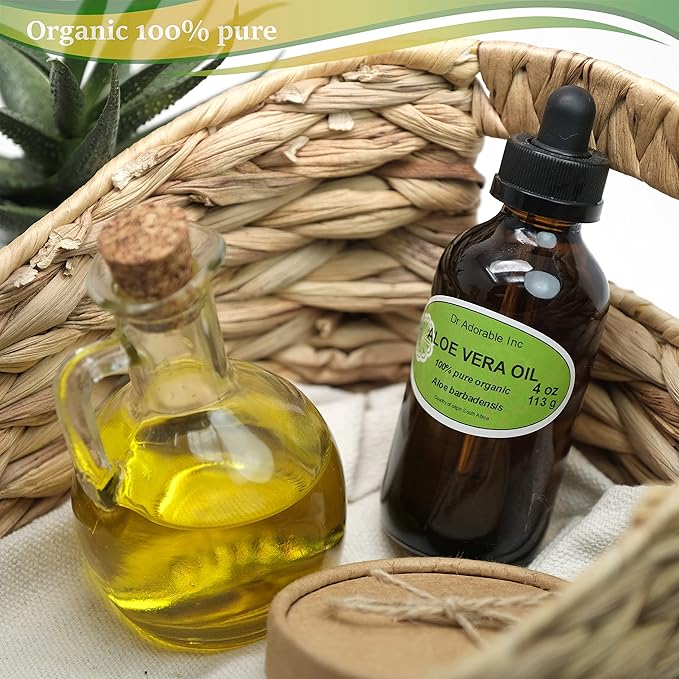 Dr Adorable - Aloe Vera Oil - Pure Natural - 4 oz Amber Glass Bottle with Glass Dropper