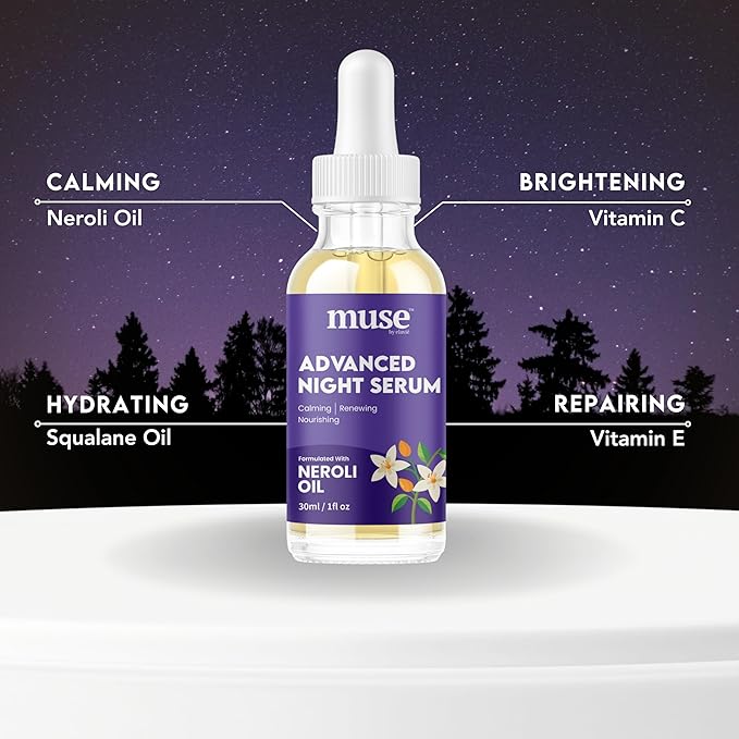Advanced Night Serum – 1% Squalane for Deep Hydration & Skin Repair, Overnight Recovery for Fine Lines & Dryness, Lightweight, Fast-Absorbing Formula - 1 oz