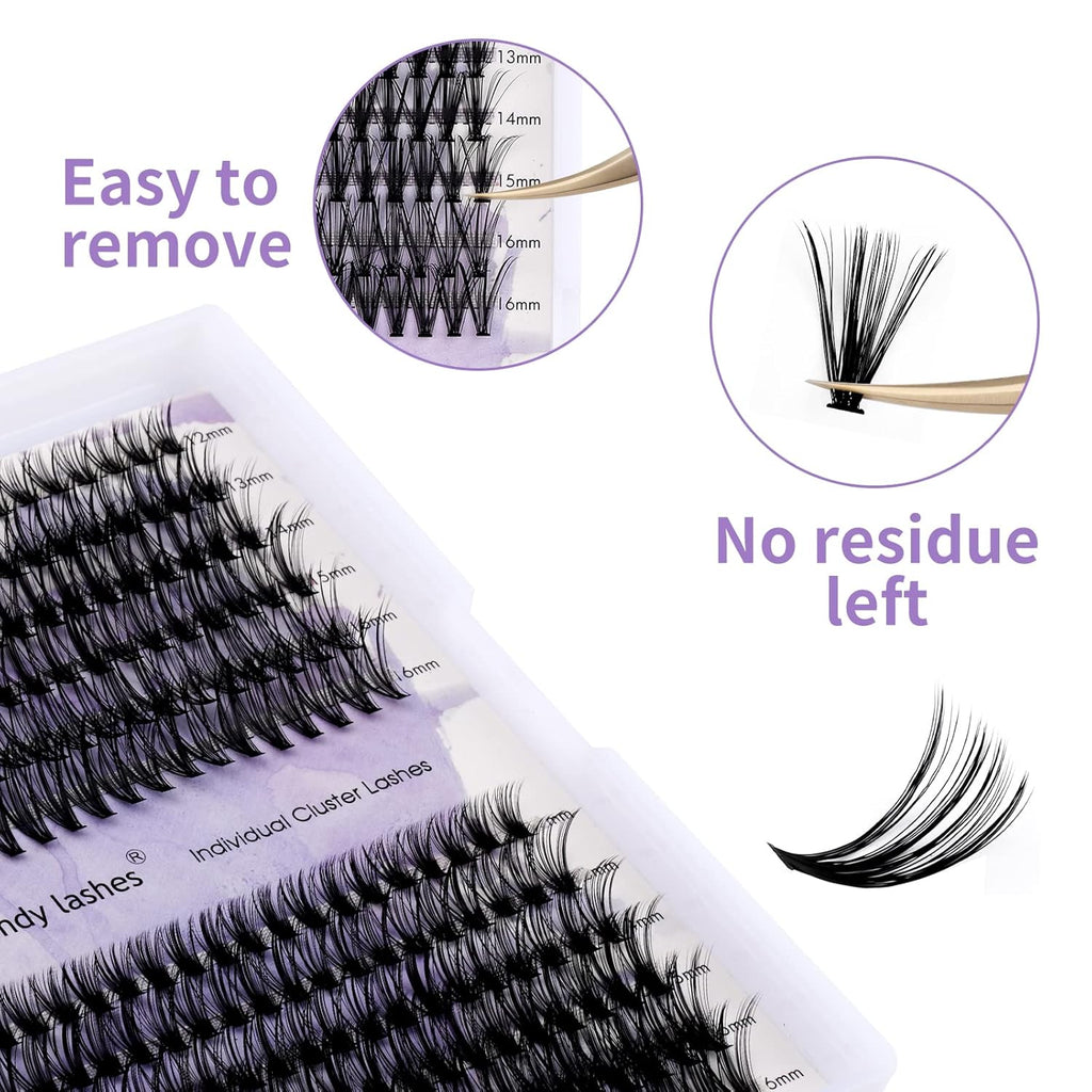 Cluster Eyelashes 30D/40D 240PCS 12-16mm Mixed Individual Lashes C/D Curl 0.07mm Matte Black Cluster Eyelash Extensions Soft Lightweight Individual Lashes Cluster 3D Effect (30/40D-C, 12-16mm Mixed)