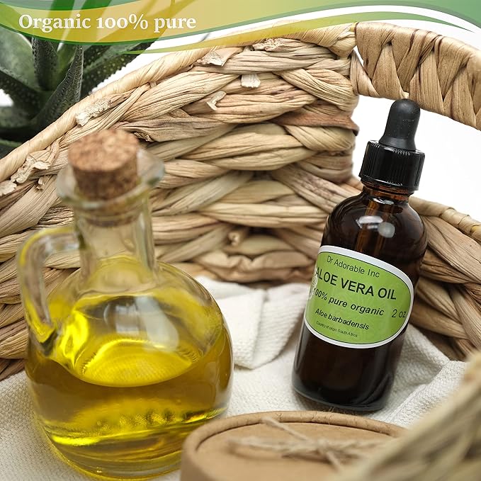 Dr Adorable - Aloe Vera Oil - Pure Natural - 2 oz Amber Glass Bottle with Glass Dropper