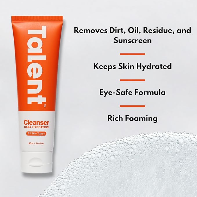 Talent Essential Starter Skincare Set - 90 Day Supply, Korean Skincare, EWG Verified, Fragrance-Free Daily Cleanser (3.0 oz) & Moisturizer (2.5 oz)