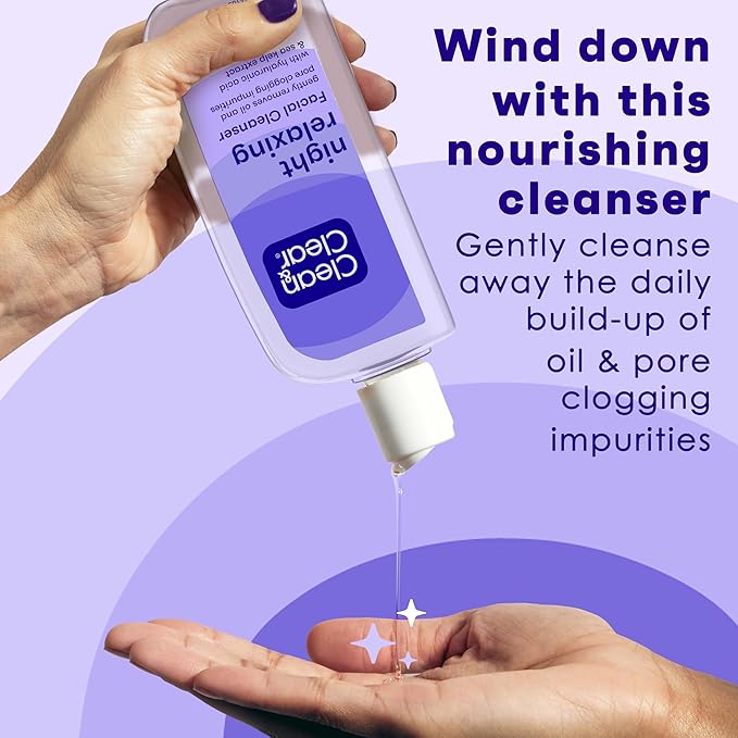 Clean & Clear Night Relaxing Oil-Free Deep Cleaning Face Wash with Deep Sea Minerals & Sea Kelp Extract, For All Skin Types, 8 fl. oz (Pack of 2)
