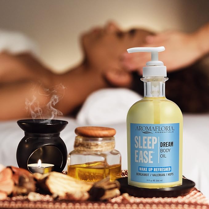 Sleep Ease Dream Body Oil, Bergamot/Valarian/Hops, Best Body Massage Oil for Men & Women, 8.0 FL Oz Bottle…