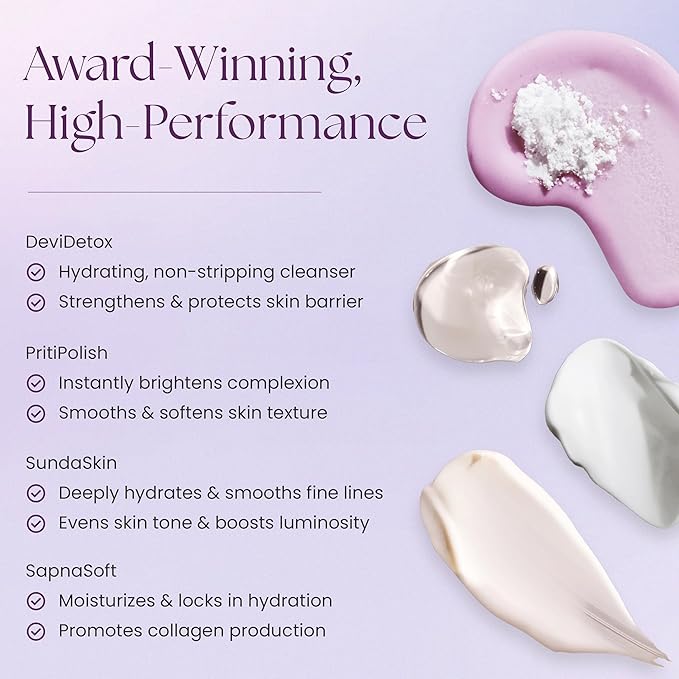 Prakti RaniRitual Daily Essentials Skincare Set with Face Cleanser, Exfoliator, Hydrating Serum and Moisturizer, Complete 4-Step Routine for Radiant Skin