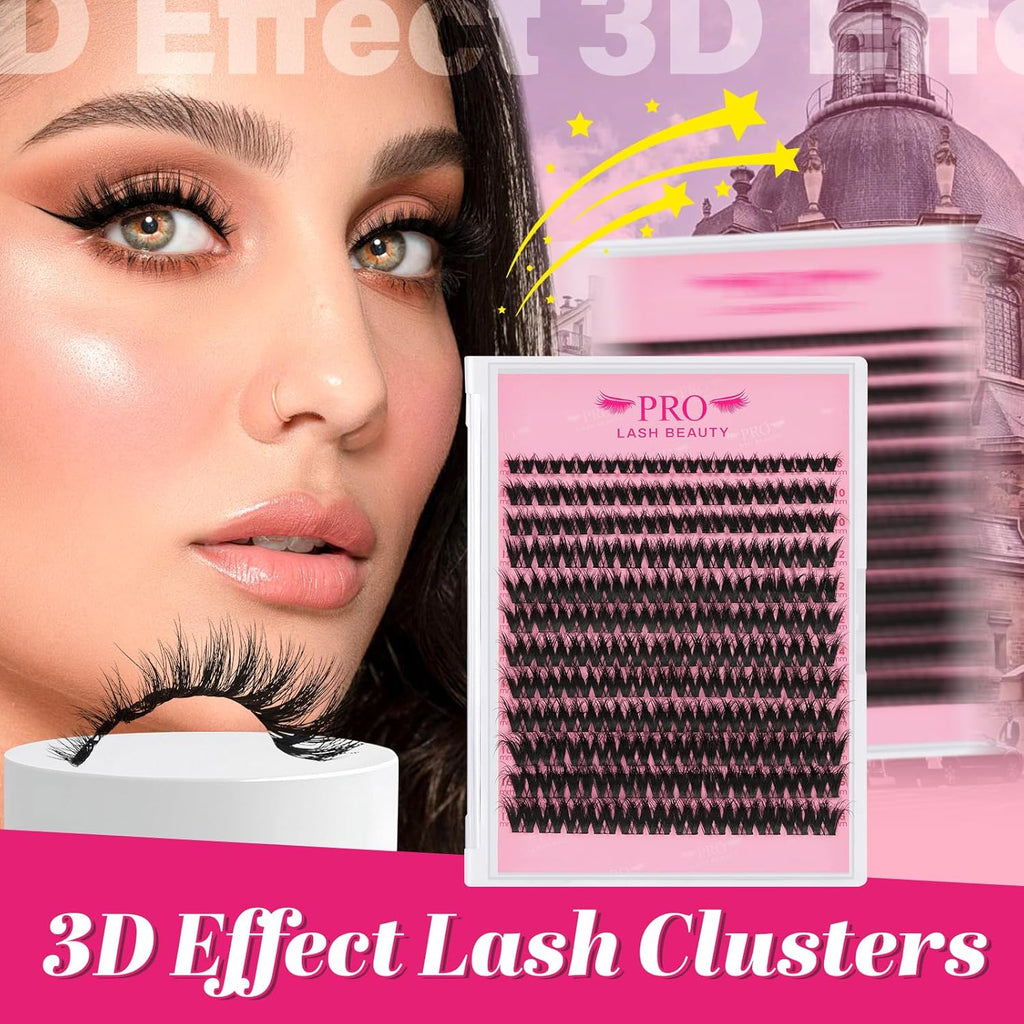 PRO LASHBEAUTY Lash Clusters, Eyelash Clusters 8-18 Mixed Cluster Eyelash Extensions Mixed Lash Extension Reusable Soft & Comfortable (Sunrise,8-16mix)