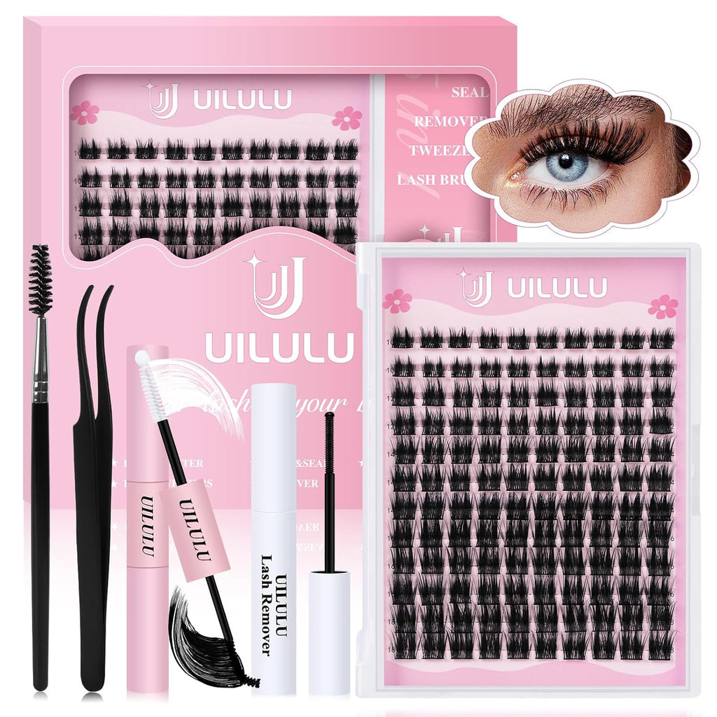 Lash Clusters kit 10-18mm DIY Lash Extension Kit 120 D Curl Lash Clusters 0.07D Wispy Individual Lashes Clusters False Eyelashes Eye Lash Extension Lash Kits Extensions Kit U05 Kit