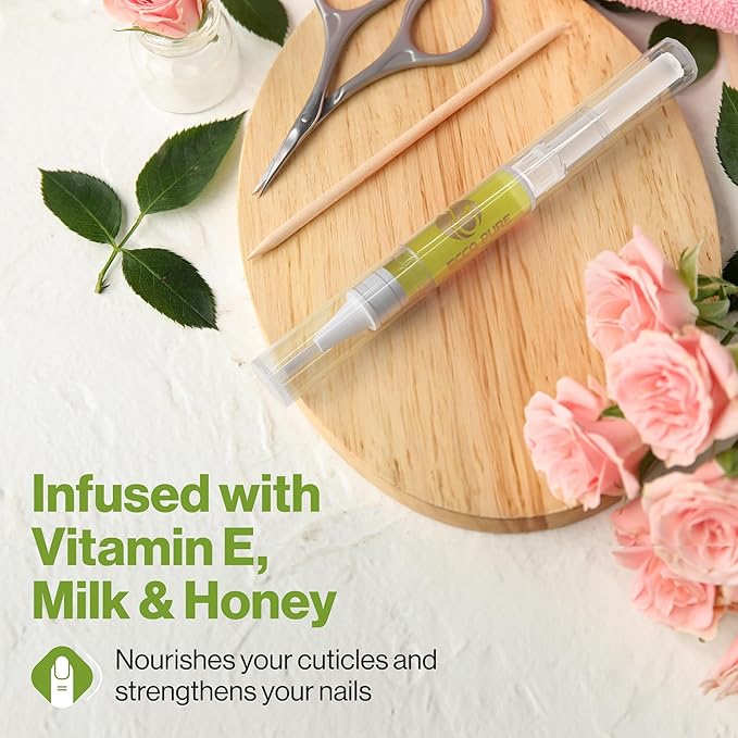 Cuticle Oil Pen with Milk and Honey - Cuticle Protector - Nail Care and Growth Treatment - Acrylic Nail Art Accessory - Contains Vitamin E